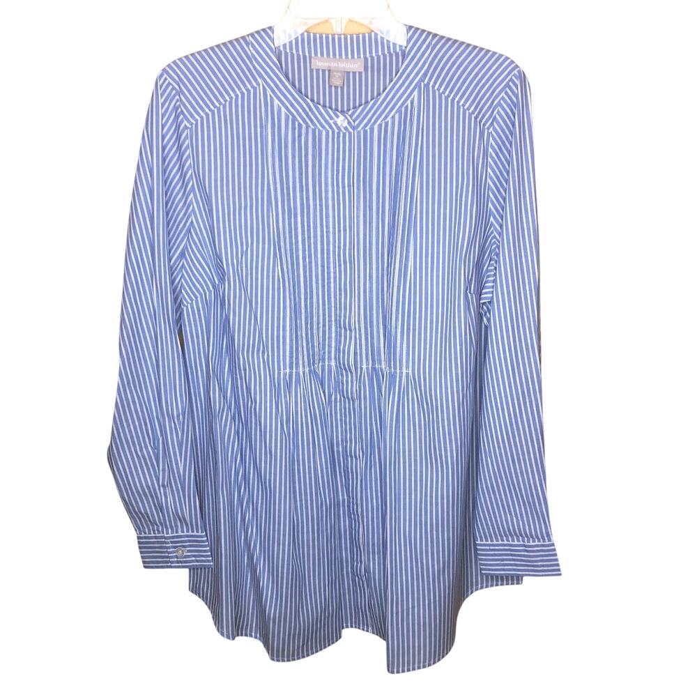 Woman Within Striped Button Down Shirt New 14/16